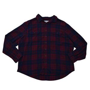 Mens Goodfellow & Co Plaid Flannel Shirt Red & Blue Button Front, Size XXL.
